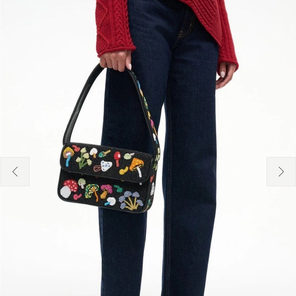 NWT STAUD TOMMY SHOULDER BEADED BAG SHROOMSCAPE SUPER CUTE - Picture 5 of 7